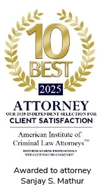 2025 Criminal Law Attorney American Institute - Awarded to Sanjay S. Mathur, not the firm as a whole.