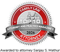 Raising the Bar Top 10 Family Law - Awarded to Sanjay S. Mathur, not the firm as a whole.